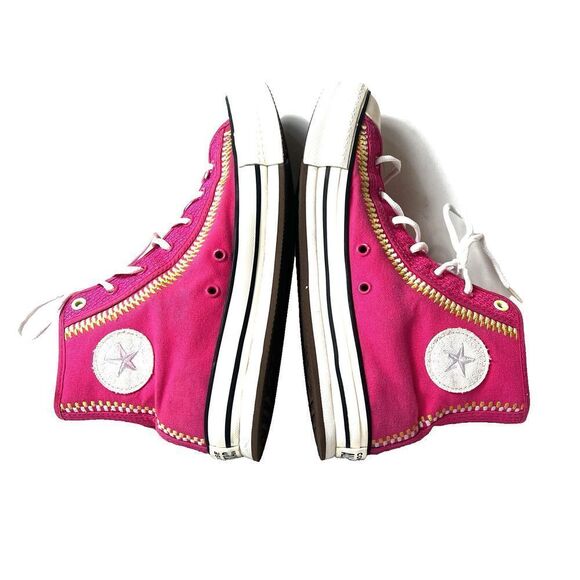 Converse All Star Hi-Top Pink Stitched Canvas Sneaker Womens 8.5 Lace Up Youth 7 - Picture 6 of 11